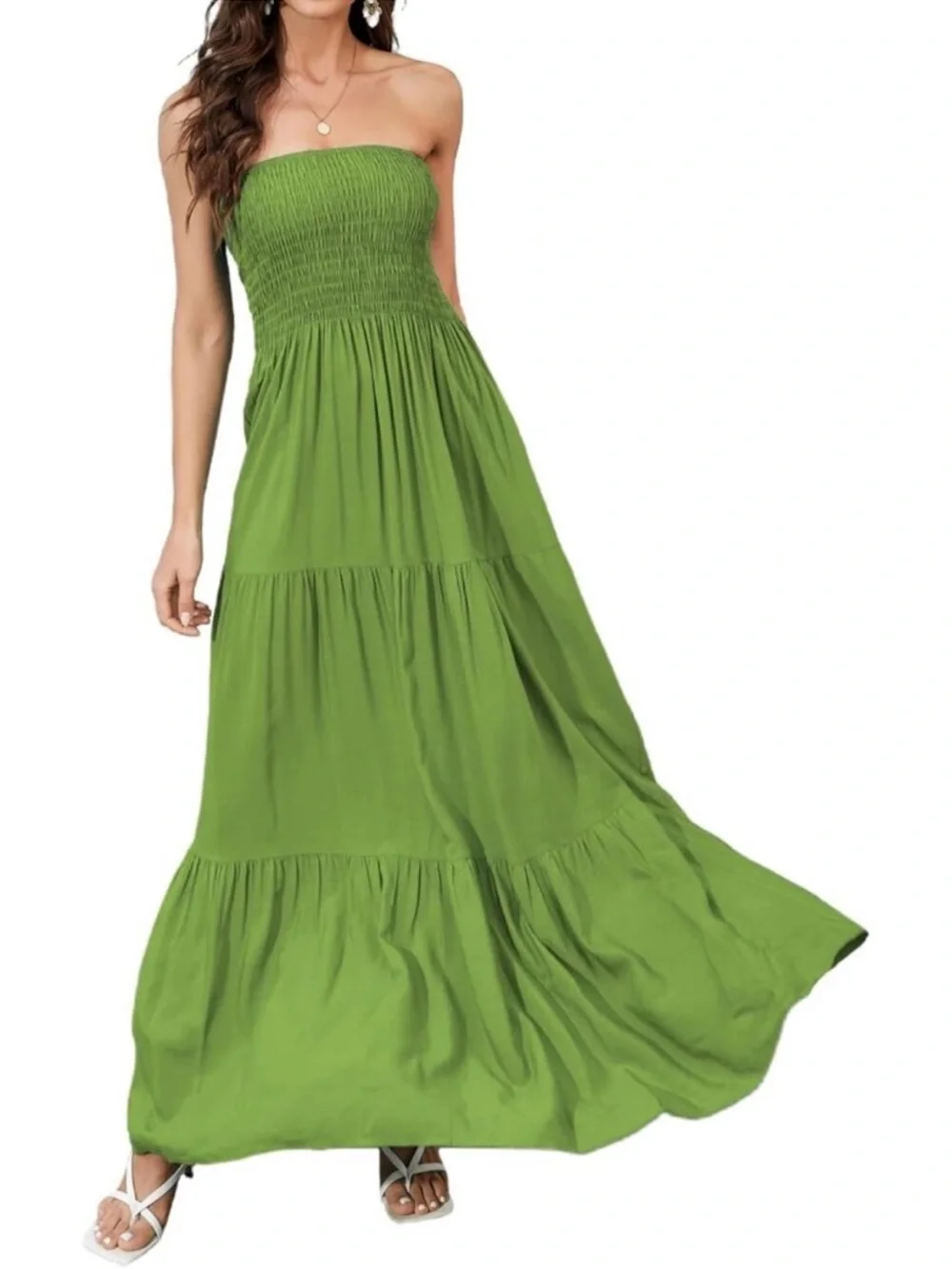 Abercrombie & Fitch Green Tiered Maxi Sundress Sz-SP
